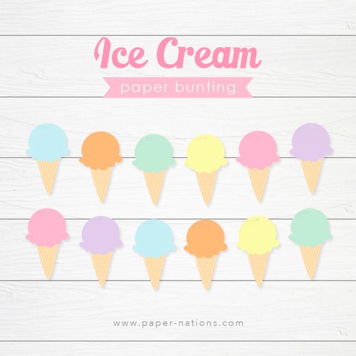 Ice Cream Bunting Flag